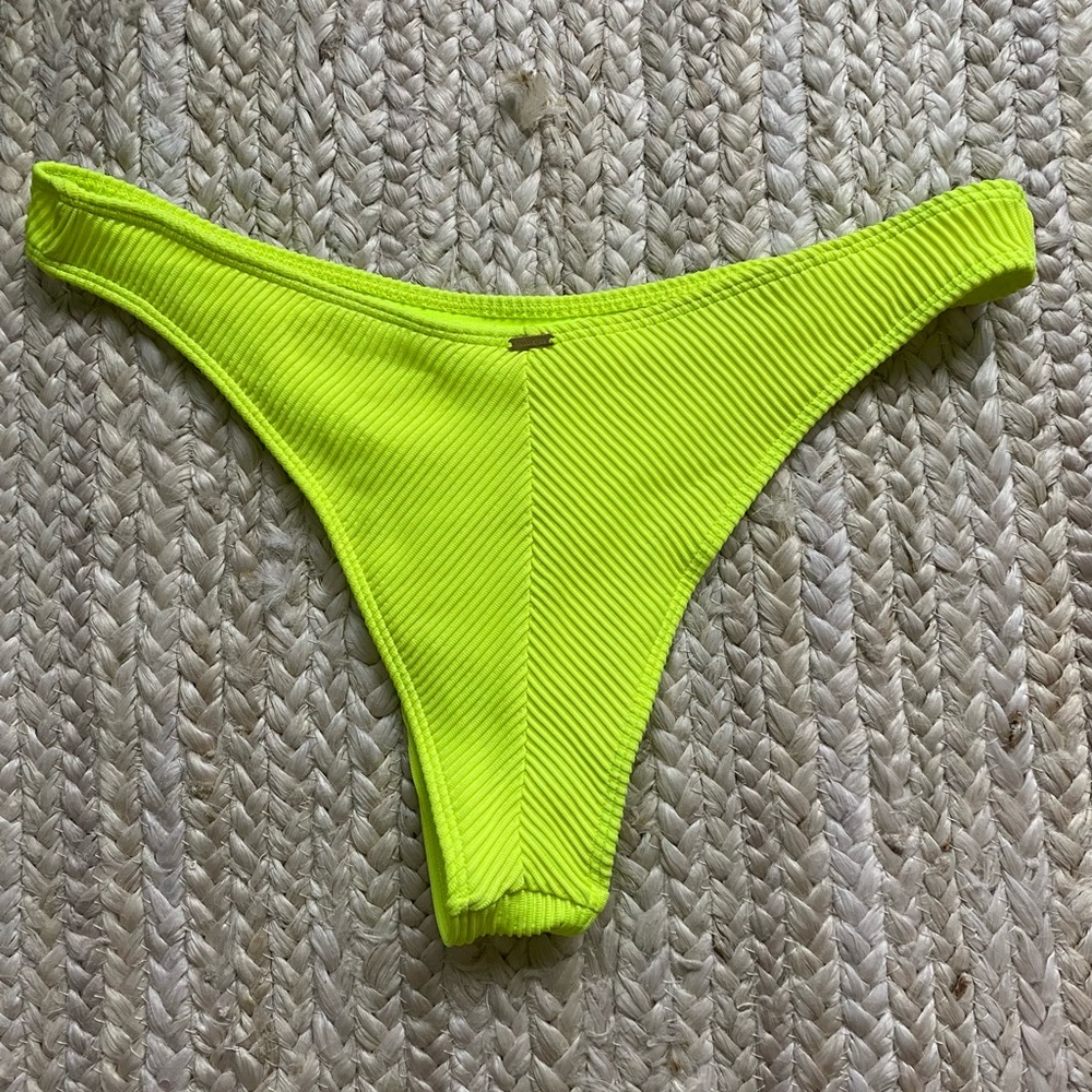 Hollister neon yellow bikini bottoms size XL high leg cut high waisted